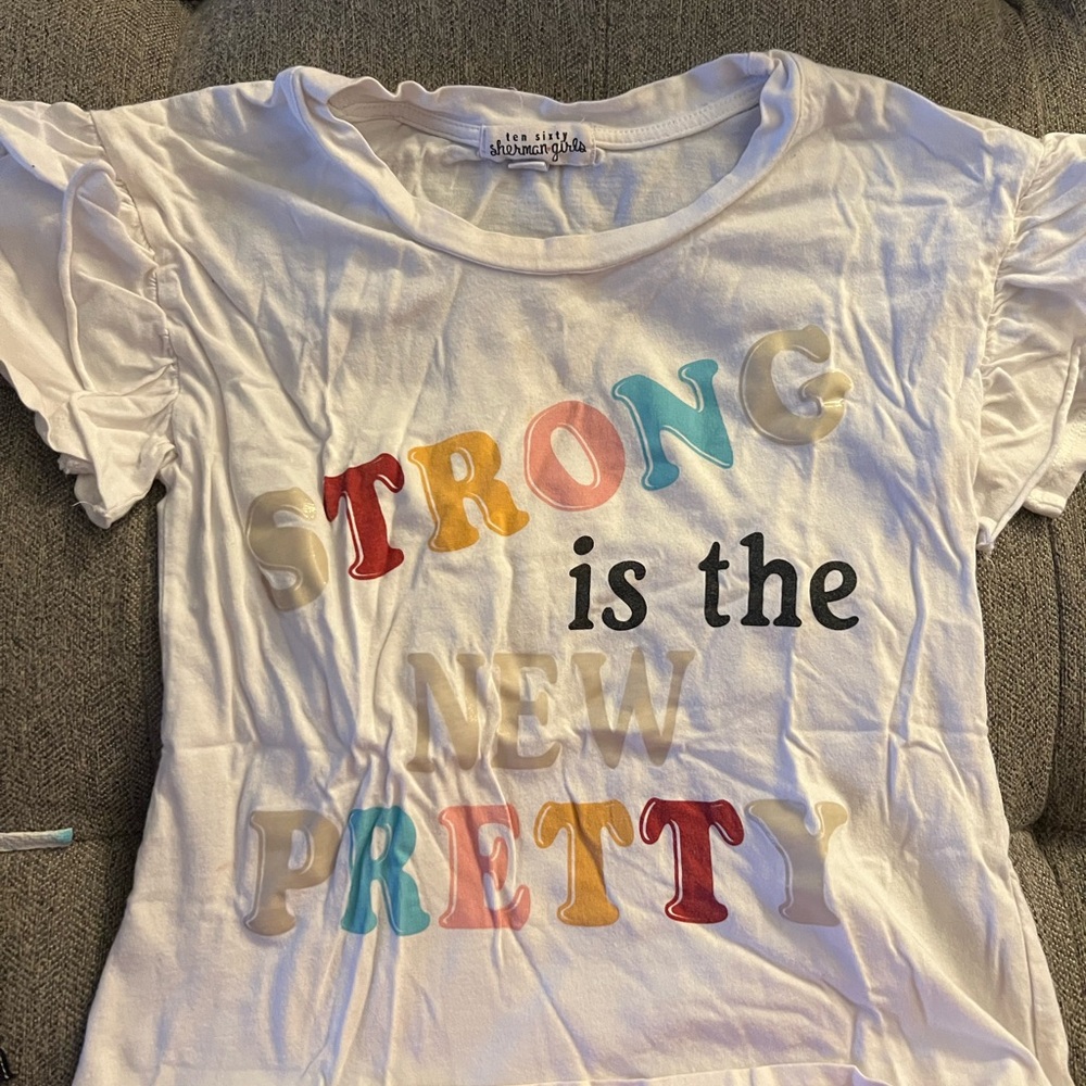 Kids White Graphic Tee - Strong is the New Pretty